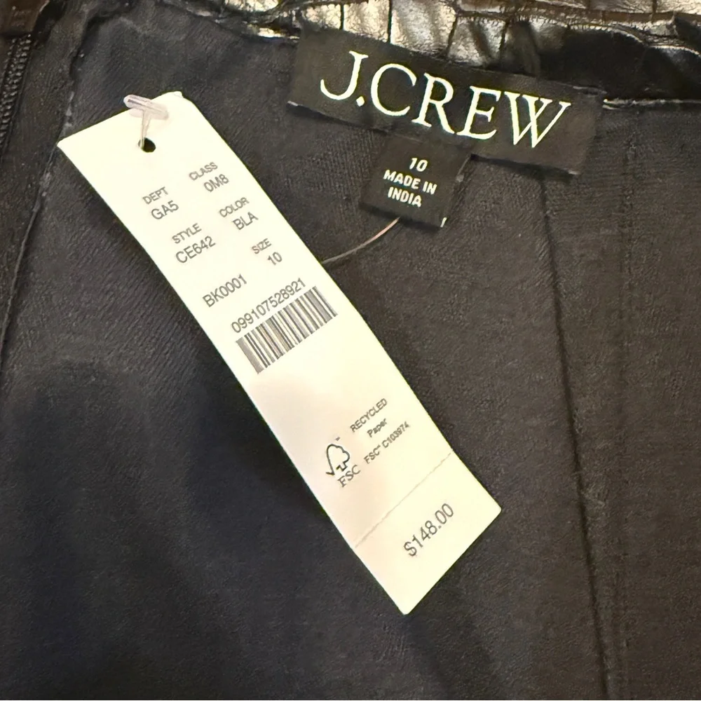 J Crew Black Croc-Embossed Pencil Skirt